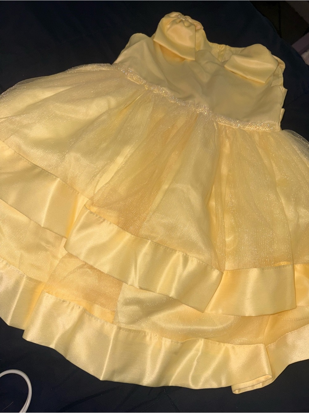 Girls' Yellow Sparkle Tiered Formal Dress